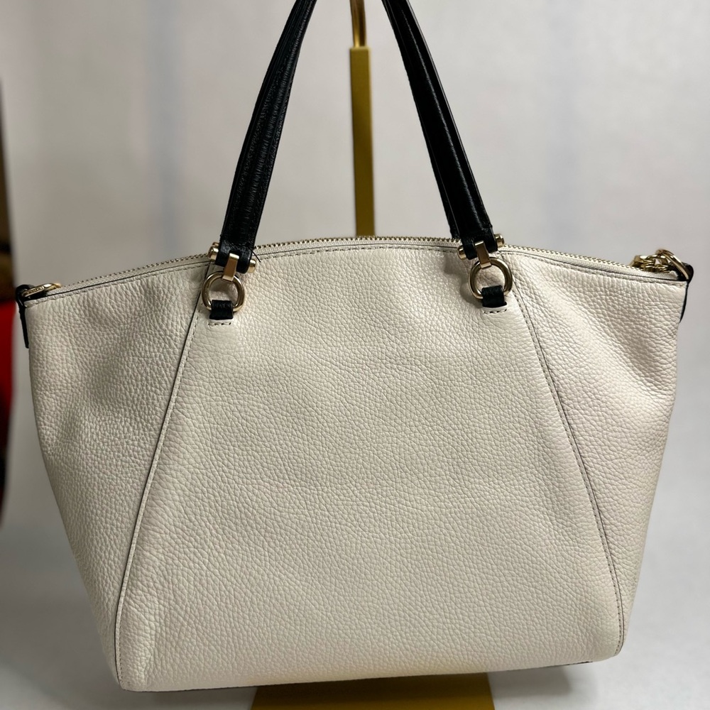 Coach Prairie Satchel Chalk Pebbled Leather Handbag - Picture 7 of 14